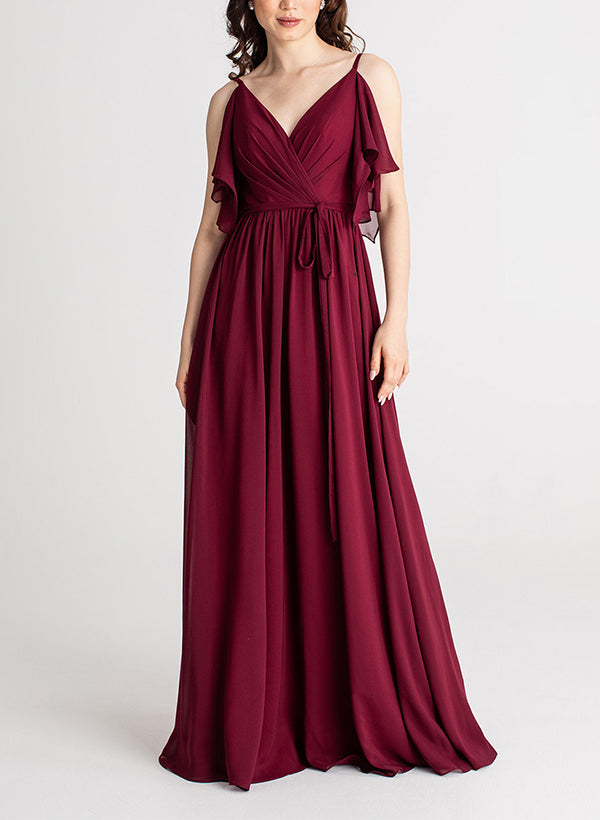 Sleeveless Floor-Length Chiffon Bridesmaid Dresses