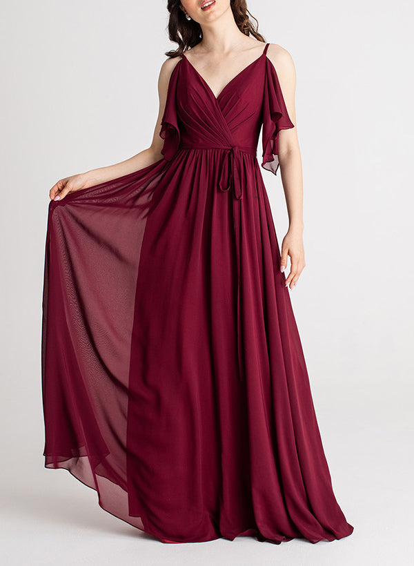 V-Neck Sleeveless Chiffon Bridesmaid Dresses