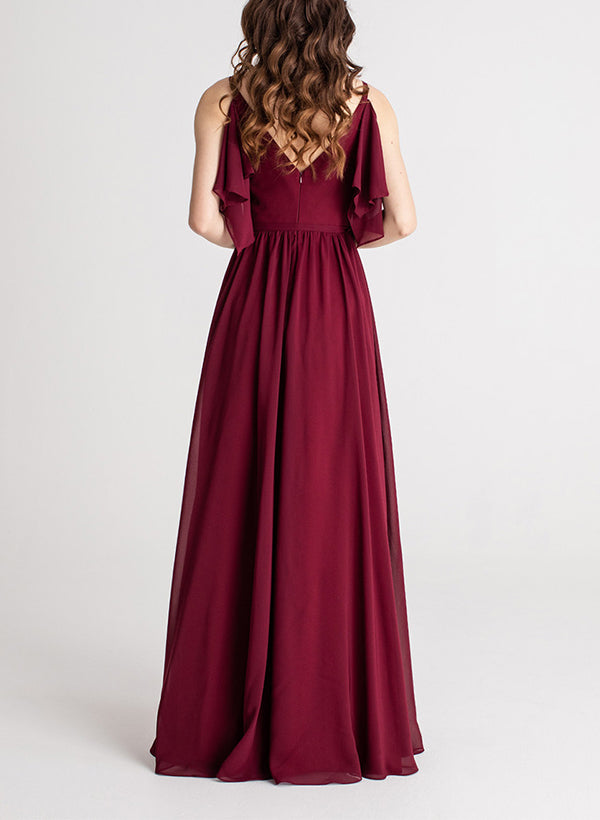 V-Neck Sleeveless Chiffon Bridesmaid Dresses