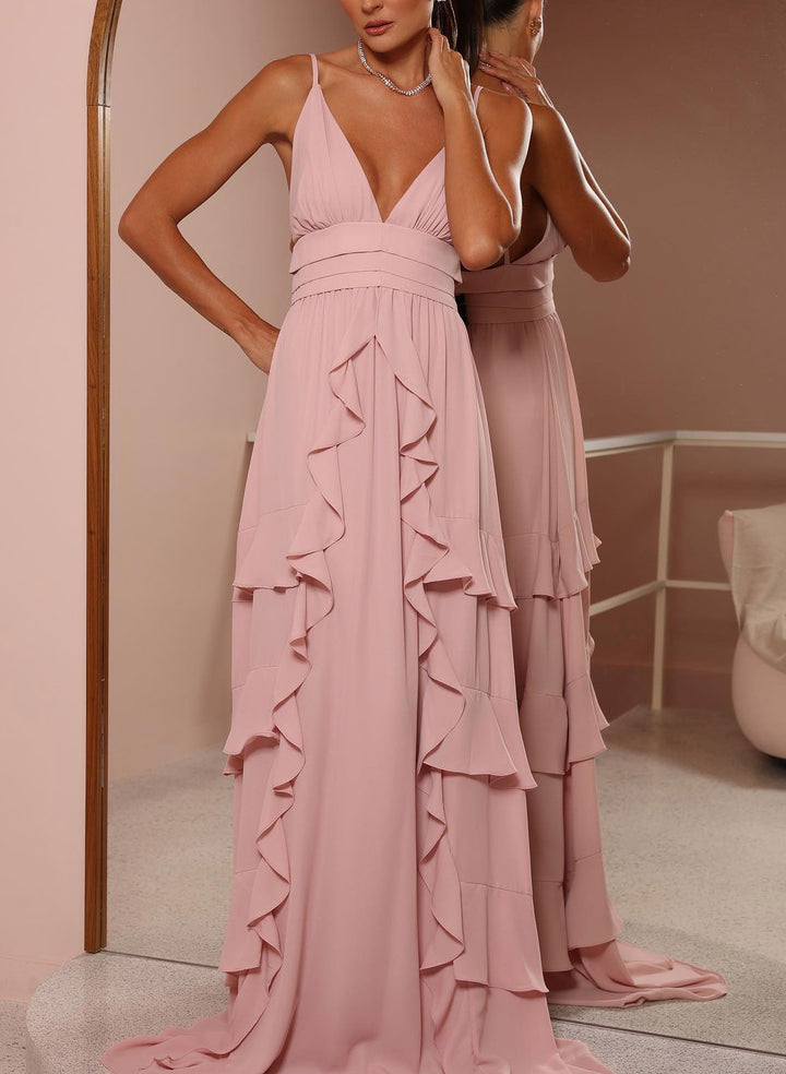 A-Line Bridesmaid Dresses with Plunge Open Back