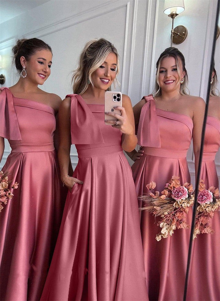 A-Line Satin Bridesmaid Dresses With Pockets