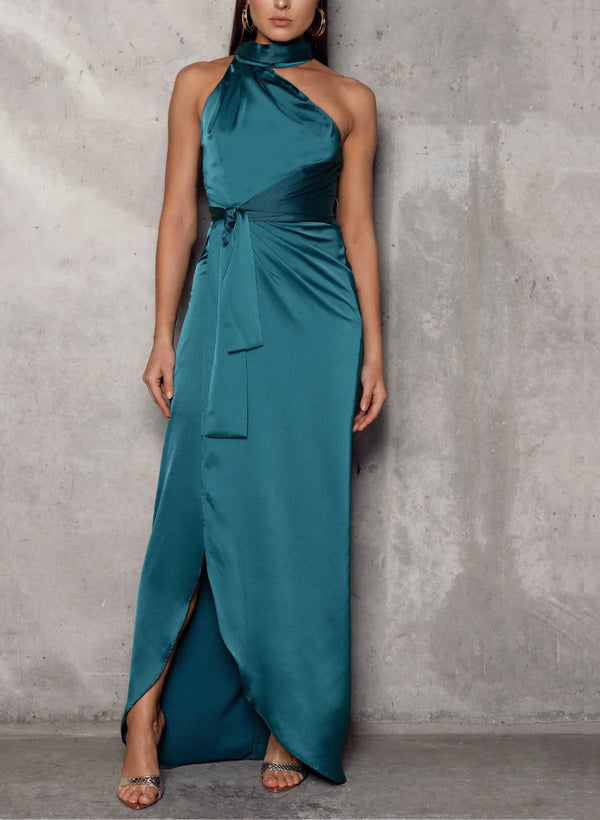 High Neck Satin Bridesmaid Dresses