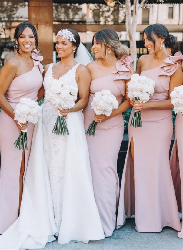 Ruffled One-Shoulder Trumpet/Mermaid Bridesmaid Dresses