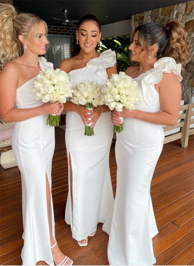 Ruffled One-Shoulder Trumpet/Mermaid Bridesmaid Dresses