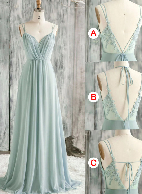 Convertible Bridesmaid Dresses with Lace Spaghetti Straps