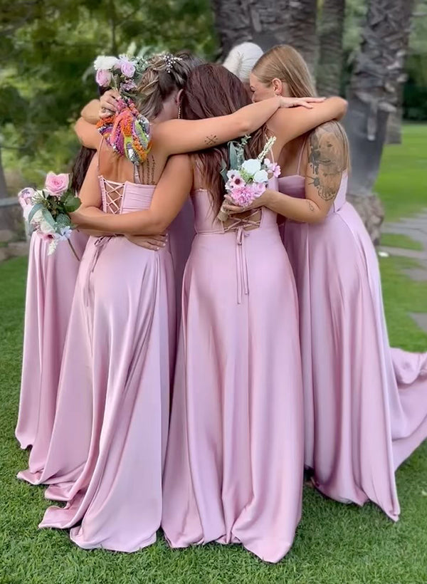 Floor-Length Bridesmaid Dresses With Split Front