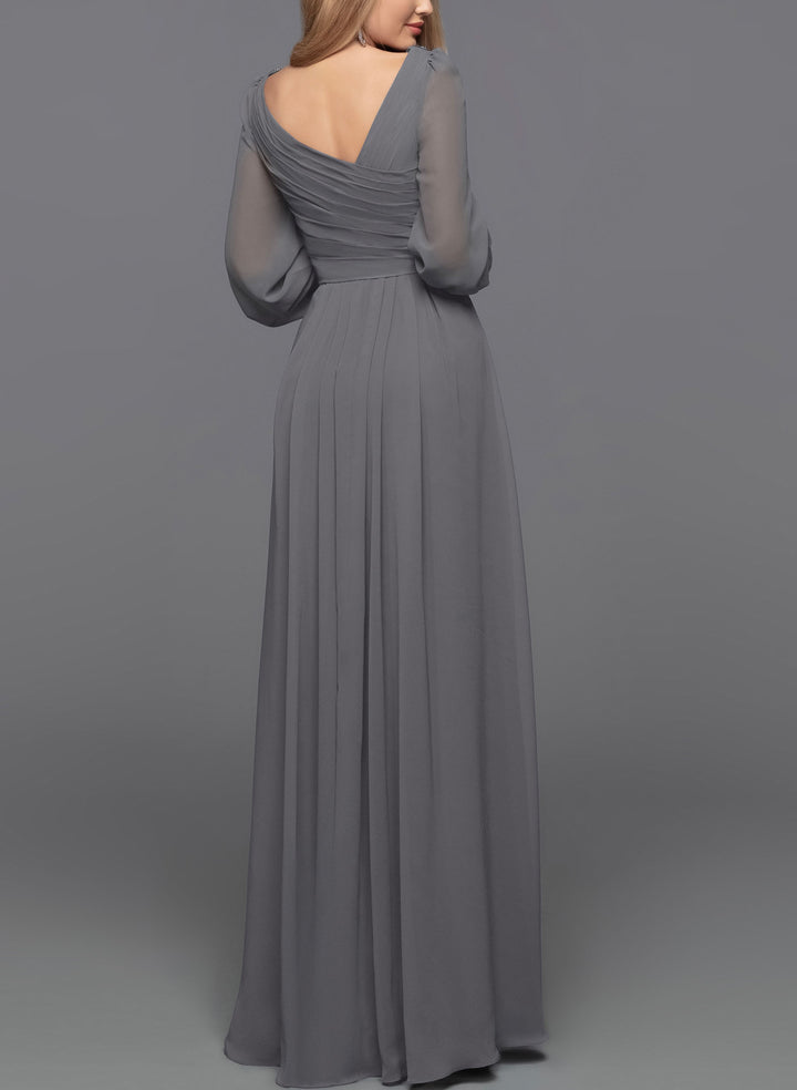 Bridesmaid Dresses - Long Sleeves V-Neck A-Line Lace Beading