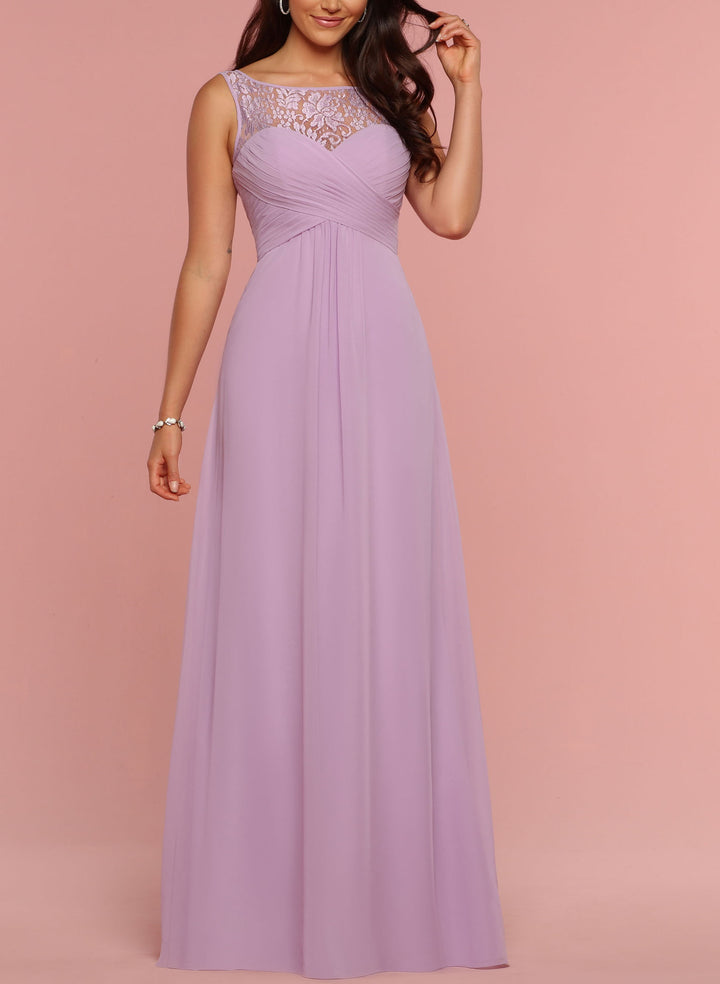 Chiffon Lace A-Line Bridesmaid Dresses with Pleats