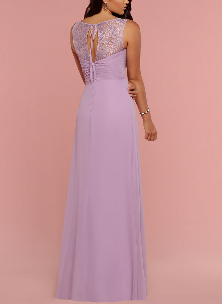 Chiffon Lace A-Line Bridesmaid Dresses with Pleats