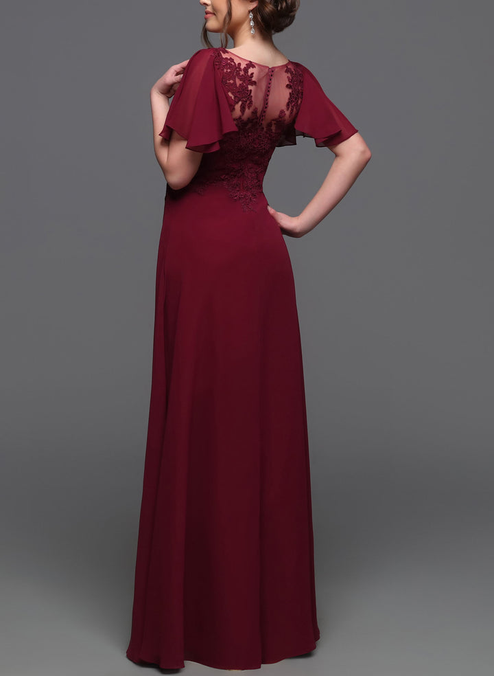 Bridesmaid Dresses with V-Neck and Lace Sleeves