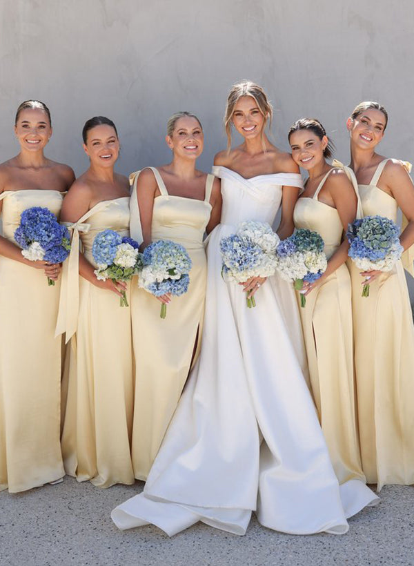 Square Neckline Sleeveless Bridesmaid Dresses