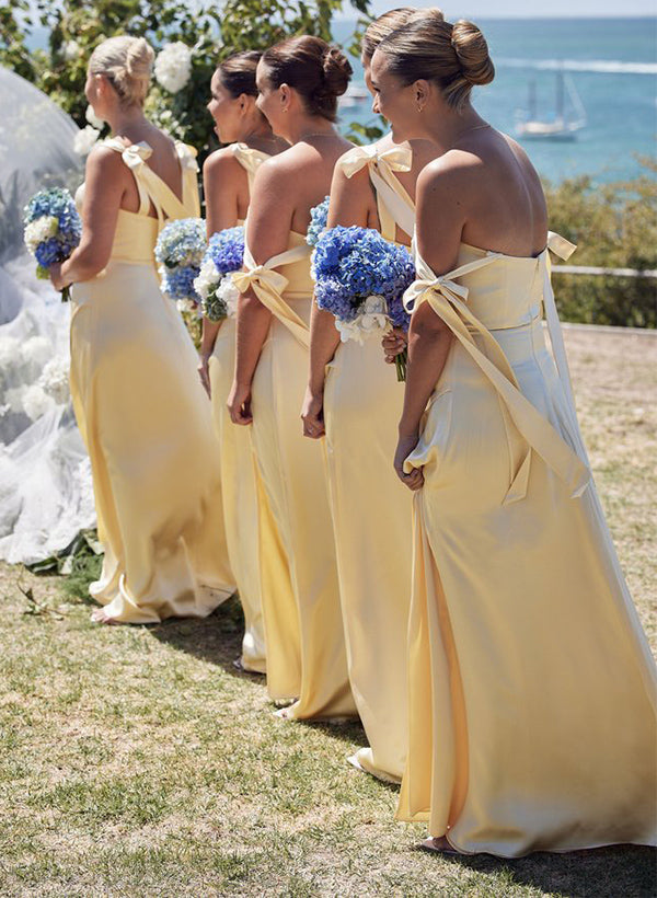 Square Neckline Sleeveless Bridesmaid Dresses