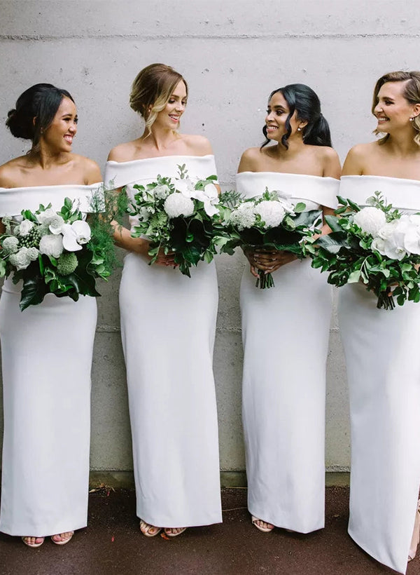 Off-The-Shoulder Sleeveless Floor-Length Bridesmaid Dresses