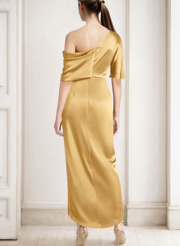 Asymmetrical Sleeveless Satin Bridesmaid Dresses With Ruffle