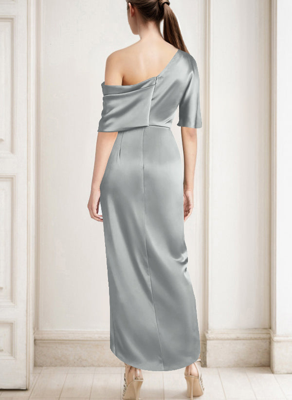 Asymmetrical Sleeveless Satin Bridesmaid Dresses With Ruffle