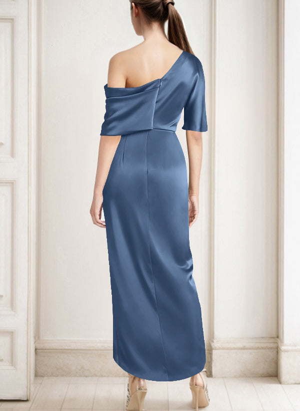 Asymmetrical Sleeveless Satin Bridesmaid Dresses With Ruffle