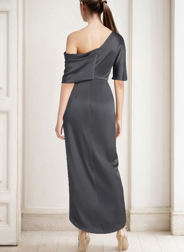 Asymmetrical Sleeveless Satin Bridesmaid Dresses With Ruffle