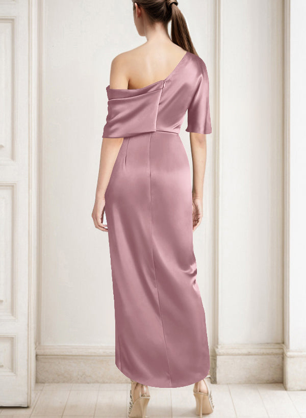 Asymmetrical Sleeveless Satin Bridesmaid Dresses With Ruffle