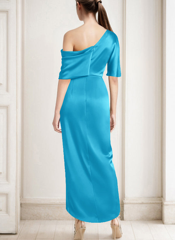 Asymmetrical Sleeveless Satin Bridesmaid Dresses With Ruffle