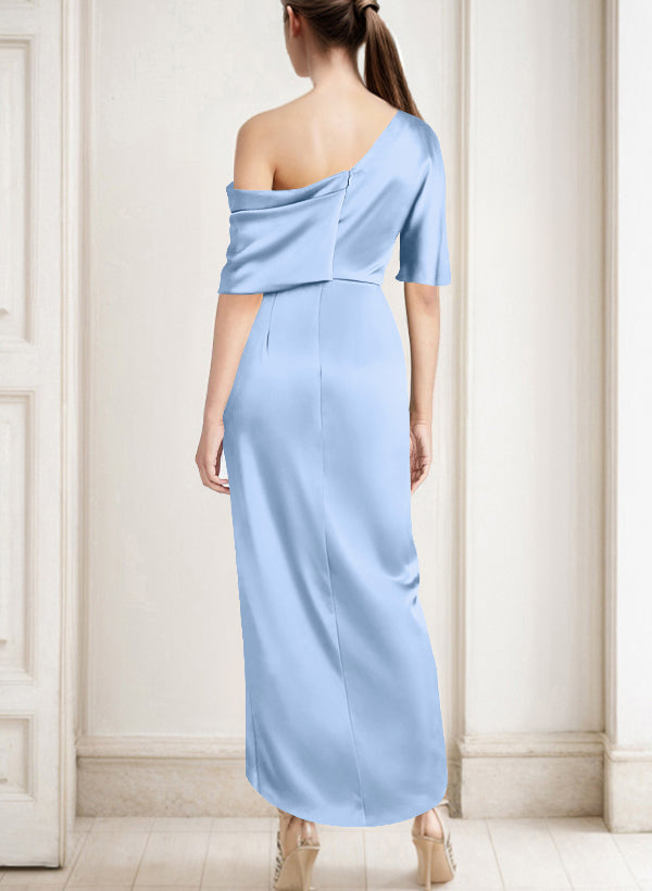 Asymmetrical Sleeveless Satin Bridesmaid Dresses With Ruffle