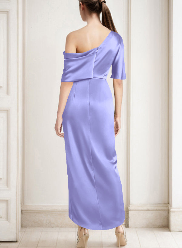 Asymmetrical Sleeveless Satin Bridesmaid Dresses With Ruffle