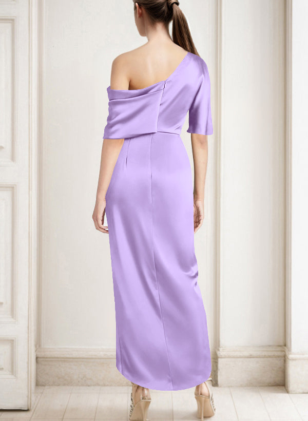 Asymmetrical Sleeveless Satin Bridesmaid Dresses With Ruffle