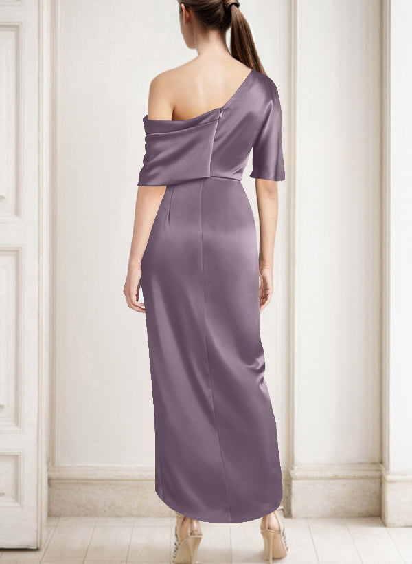 Asymmetrical Sleeveless Satin Bridesmaid Dresses With Ruffle