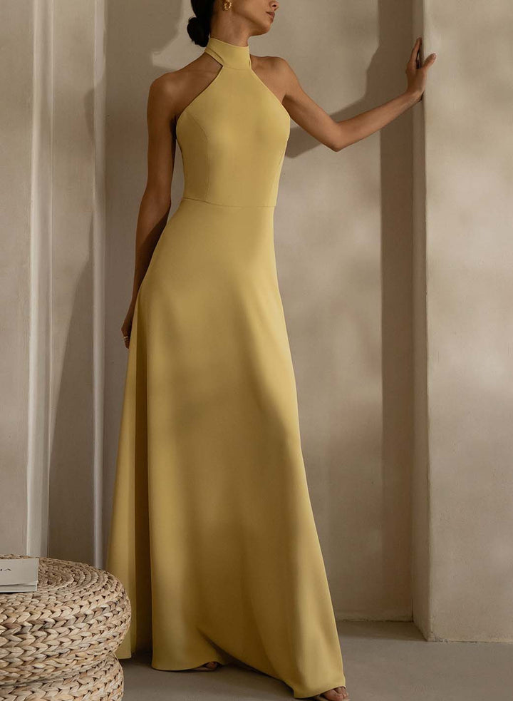 A-Line Bridesmaid Dresses with Halter Open Back