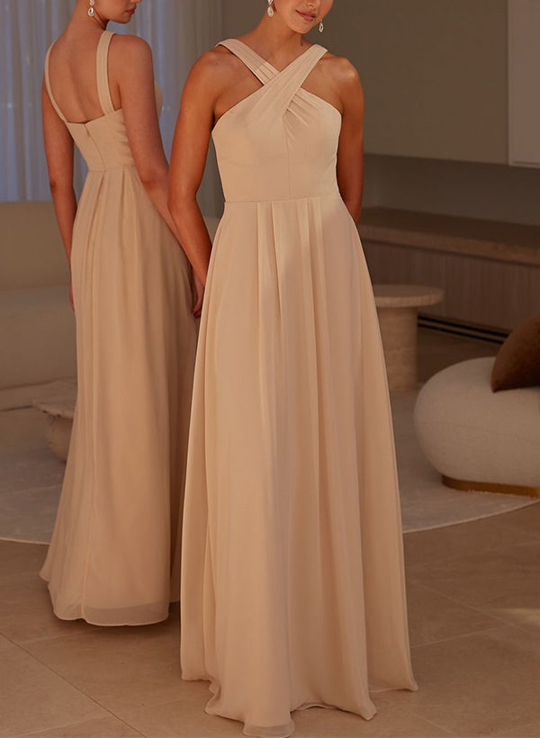 Halter Sleeveless Chiffon Bridesmaid Dresses