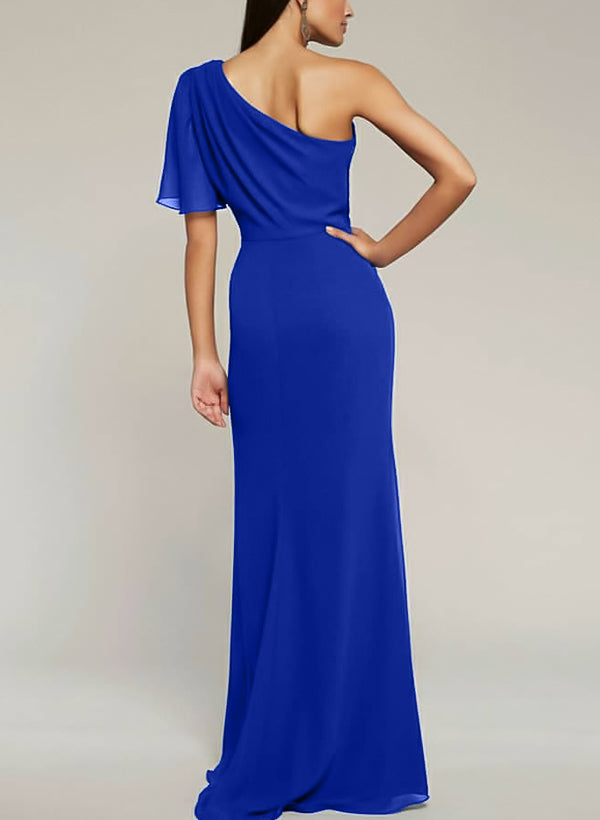 One-Shoulder Chiffon Bridesmaid Dresses With Split Front