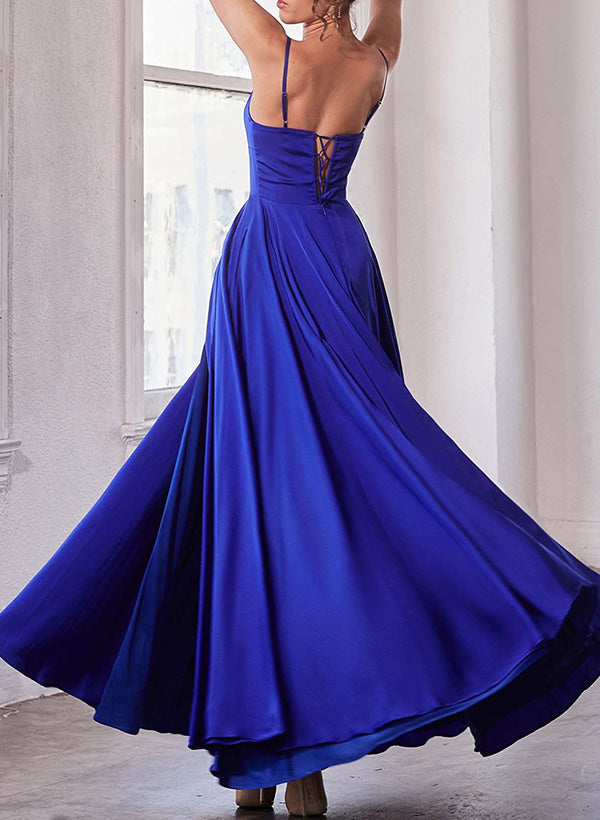 Strapless Silk Like Satin A-Line Bridesmaid Dresses With High Split