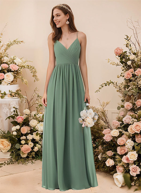 A-Line Chiffon Bridesmaid Dress With Simple V-Neck