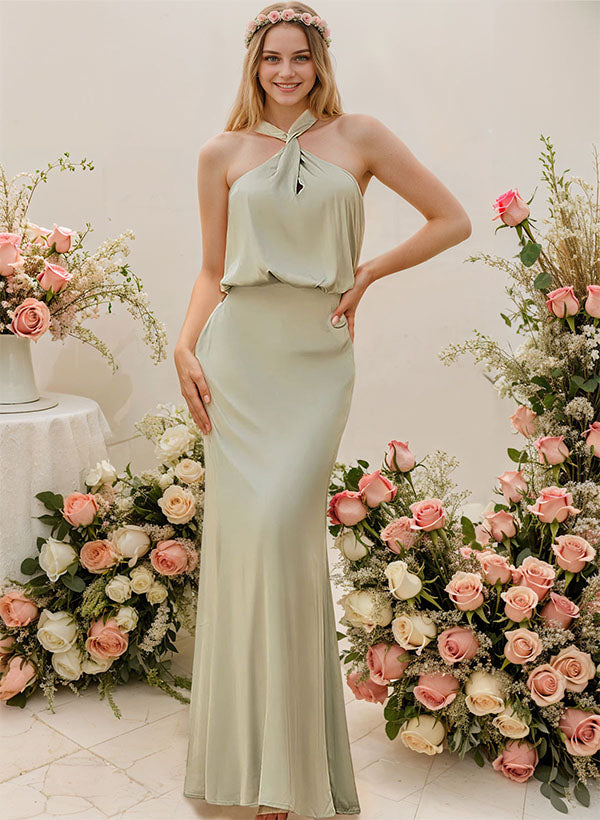 Halter Floor-Length Bridesmaid Dress