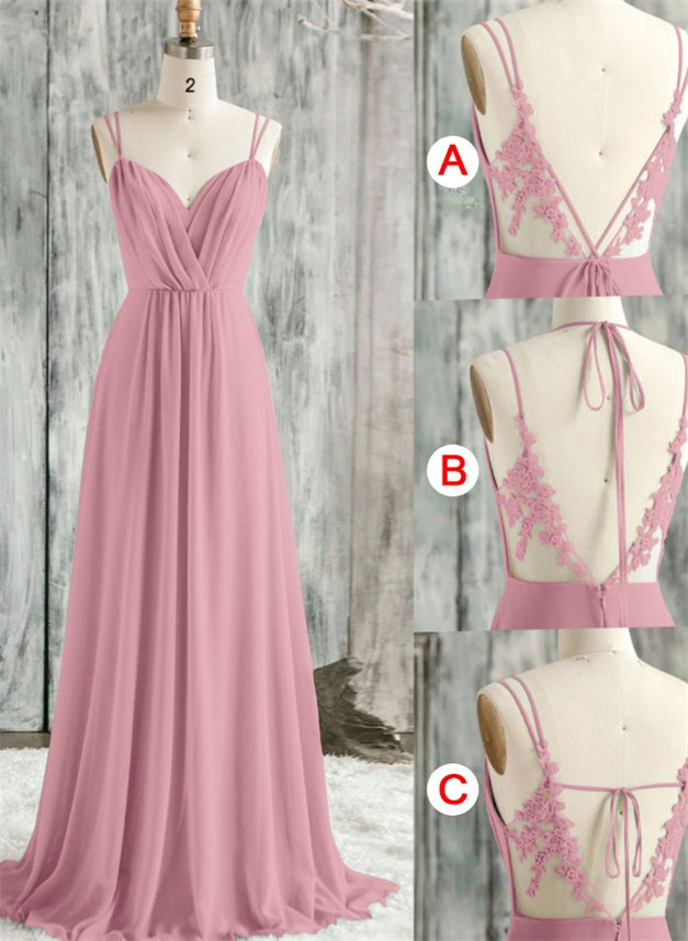 Convertible Bridesmaid Dresses with Lace Spaghetti Straps