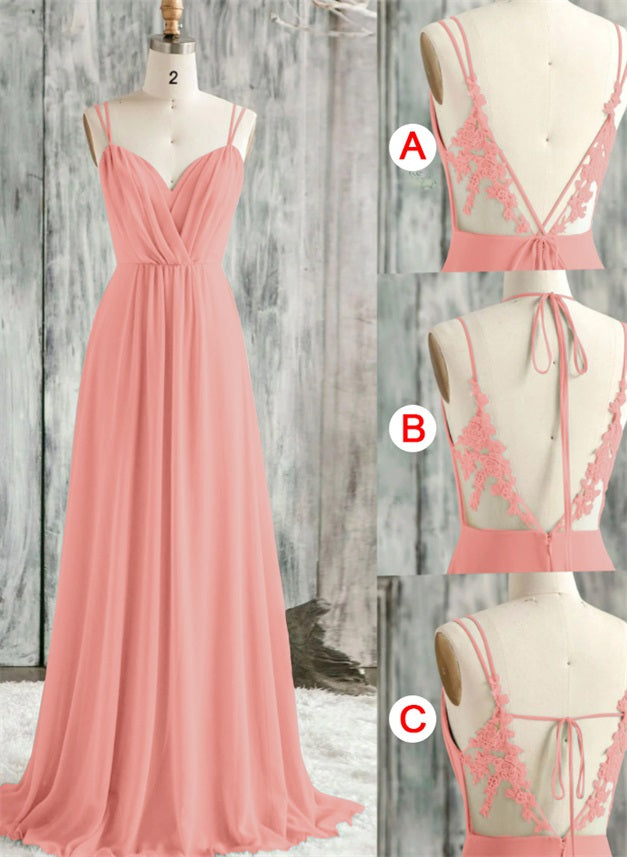 Convertible Bridesmaid Dresses with Lace Spaghetti Straps