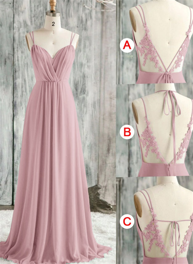 Convertible Bridesmaid Dresses with Lace Spaghetti Straps