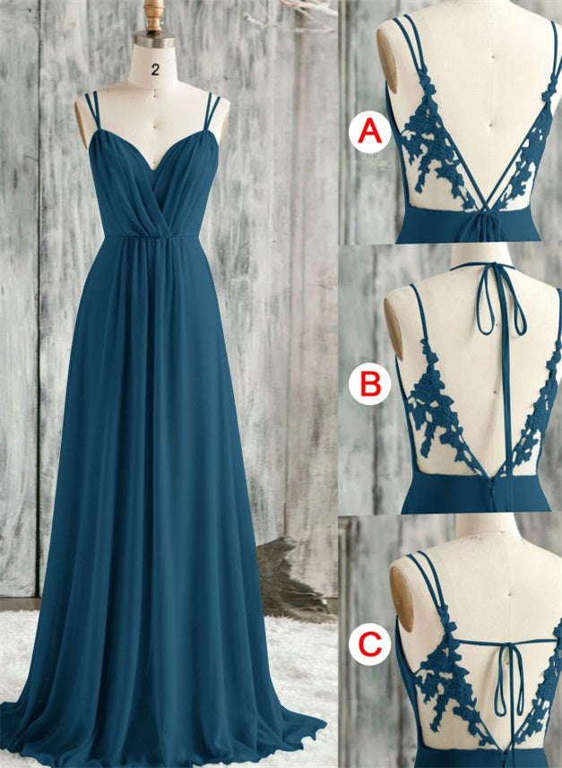 Convertible Bridesmaid Dresses with Lace Spaghetti Straps