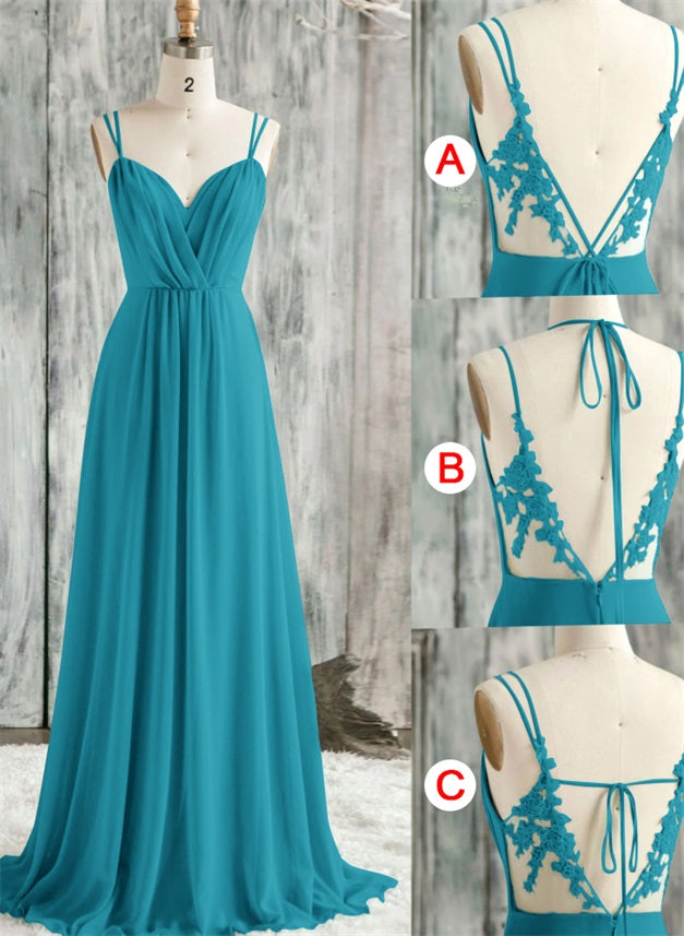 Convertible Bridesmaid Dresses with Lace Spaghetti Straps