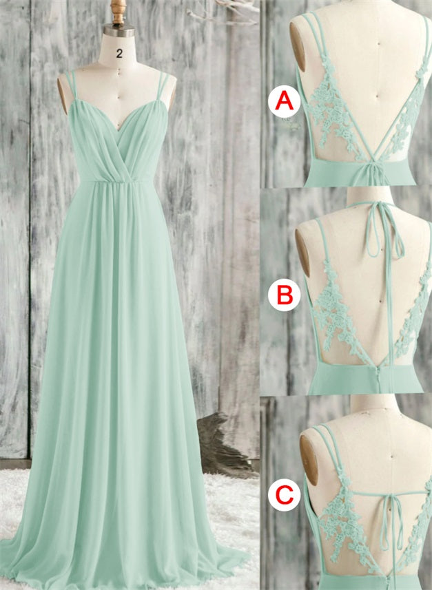 Convertible Bridesmaid Dresses with Lace Spaghetti Straps