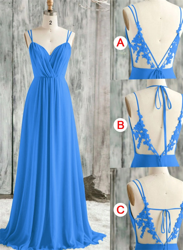 Convertible Bridesmaid Dresses with Lace Spaghetti Straps