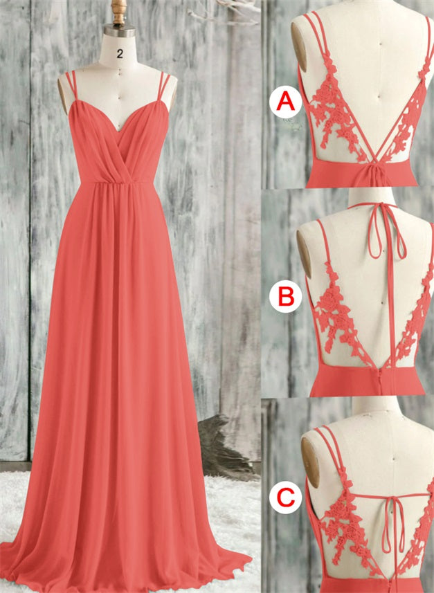 Convertible Bridesmaid Dresses with Lace Spaghetti Straps