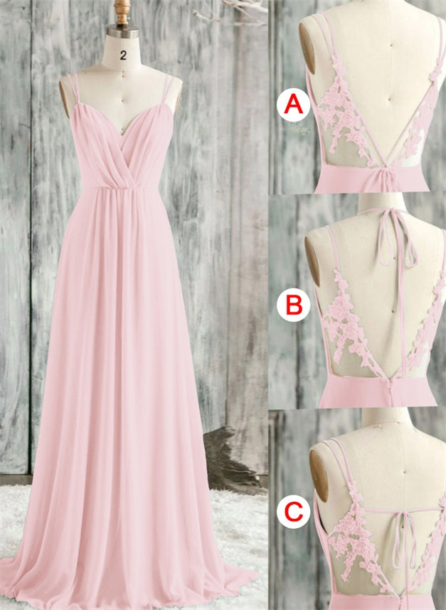 Convertible Bridesmaid Dresses with Lace Spaghetti Straps