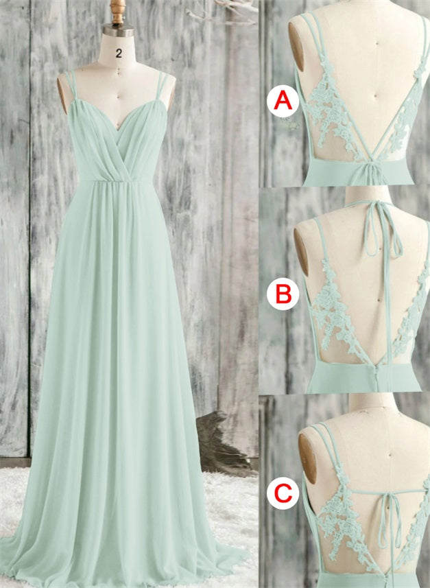 Convertible Bridesmaid Dresses with Lace Spaghetti Straps