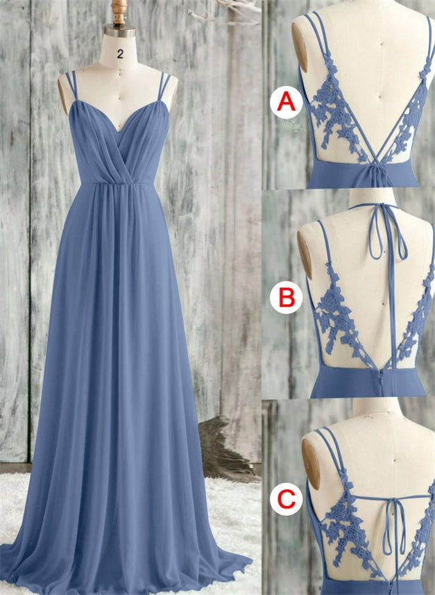 Convertible Bridesmaid Dresses with Lace Spaghetti Straps