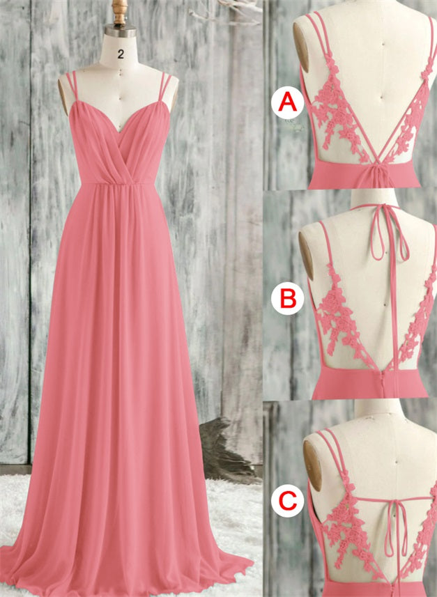 Convertible Bridesmaid Dresses with Lace Spaghetti Straps