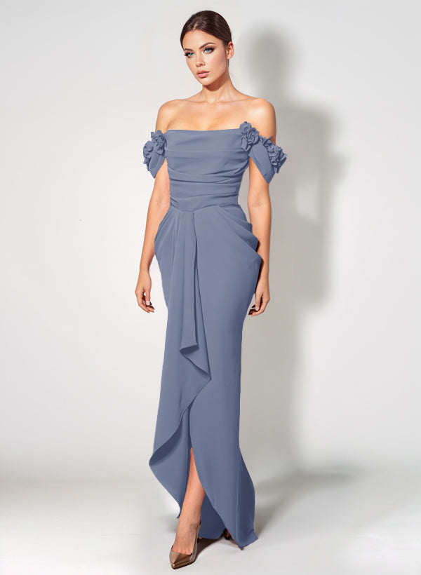 Off-The-Shoulder Elastic Satin Bridesmaid Dresses With Ruffle Trumpet/Mermaid