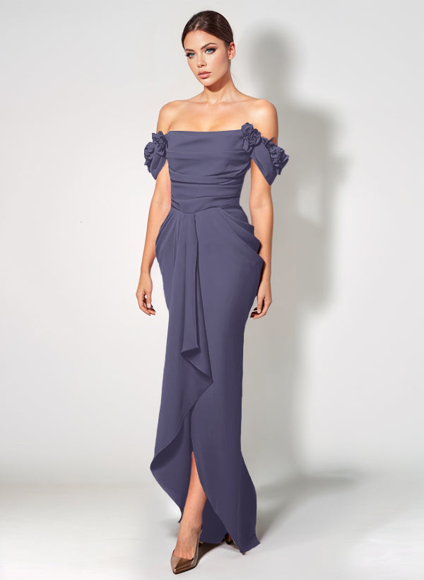 Off-The-Shoulder Elastic Satin Bridesmaid Dresses With Ruffle Trumpet/Mermaid