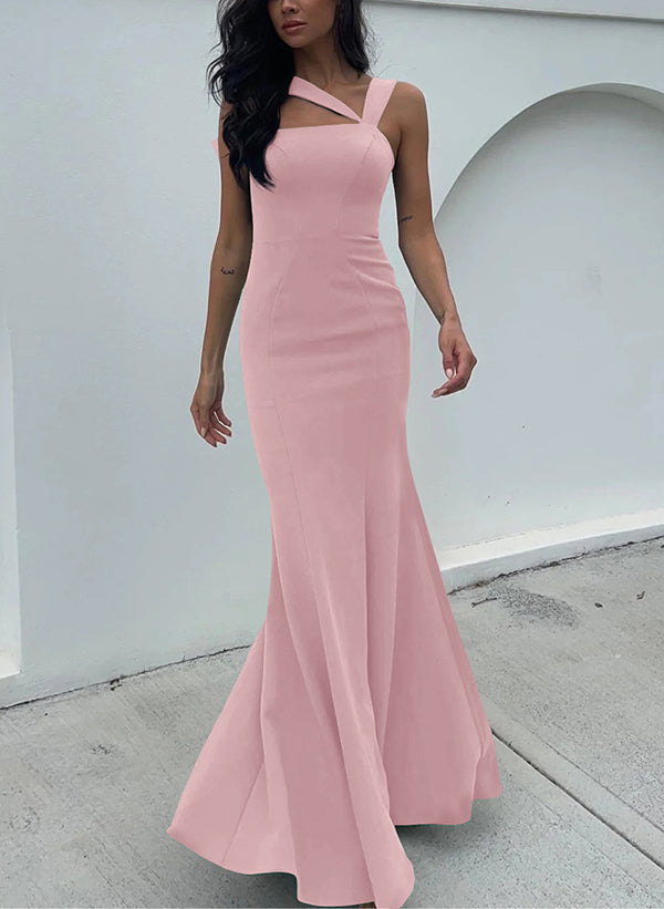 One Shoulder Trumpet Mermaid Open Back Bridesmaid Dresses With Bow