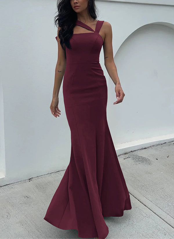 One Shoulder Trumpet Mermaid Open Back Bridesmaid Dresses With Bow