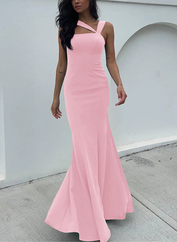 One Shoulder Trumpet Mermaid Open Back Bridesmaid Dresses With Bow